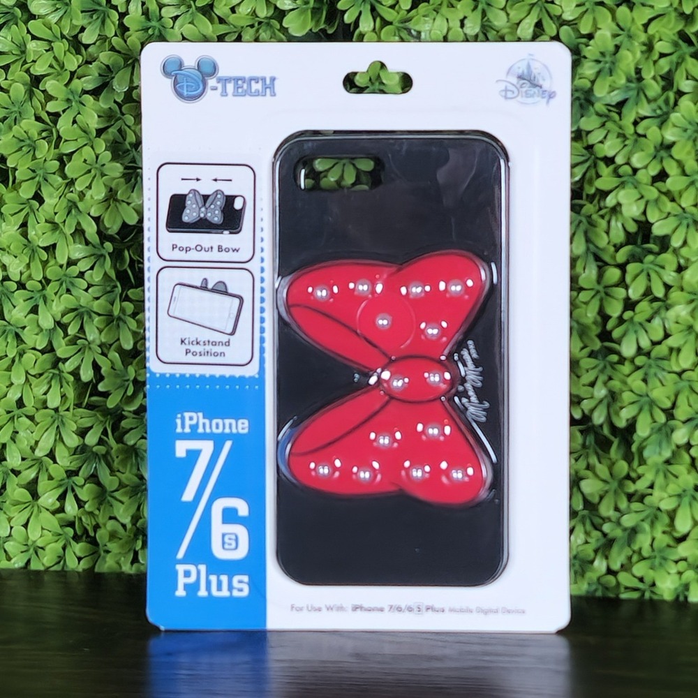 Disney Parks D-Tech Minnie Mouse Bow iPhone 7 6s 6 Plus Case Kickstand Black Red